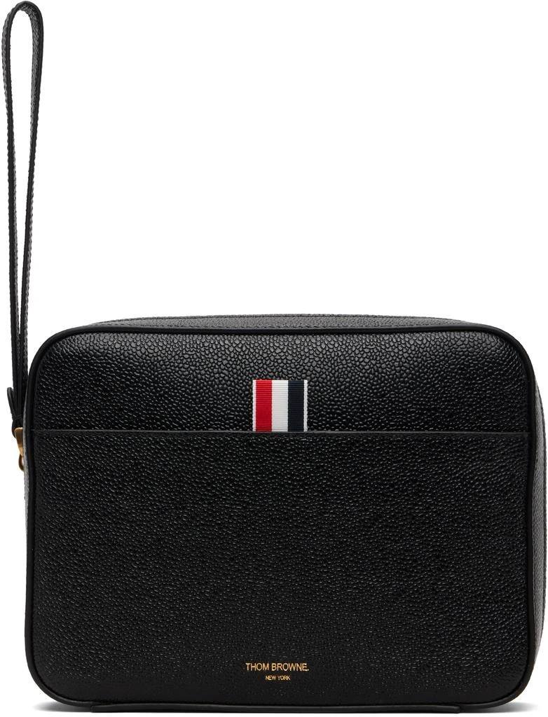 Thom Browne Black Pebble Grain Leather Pouch