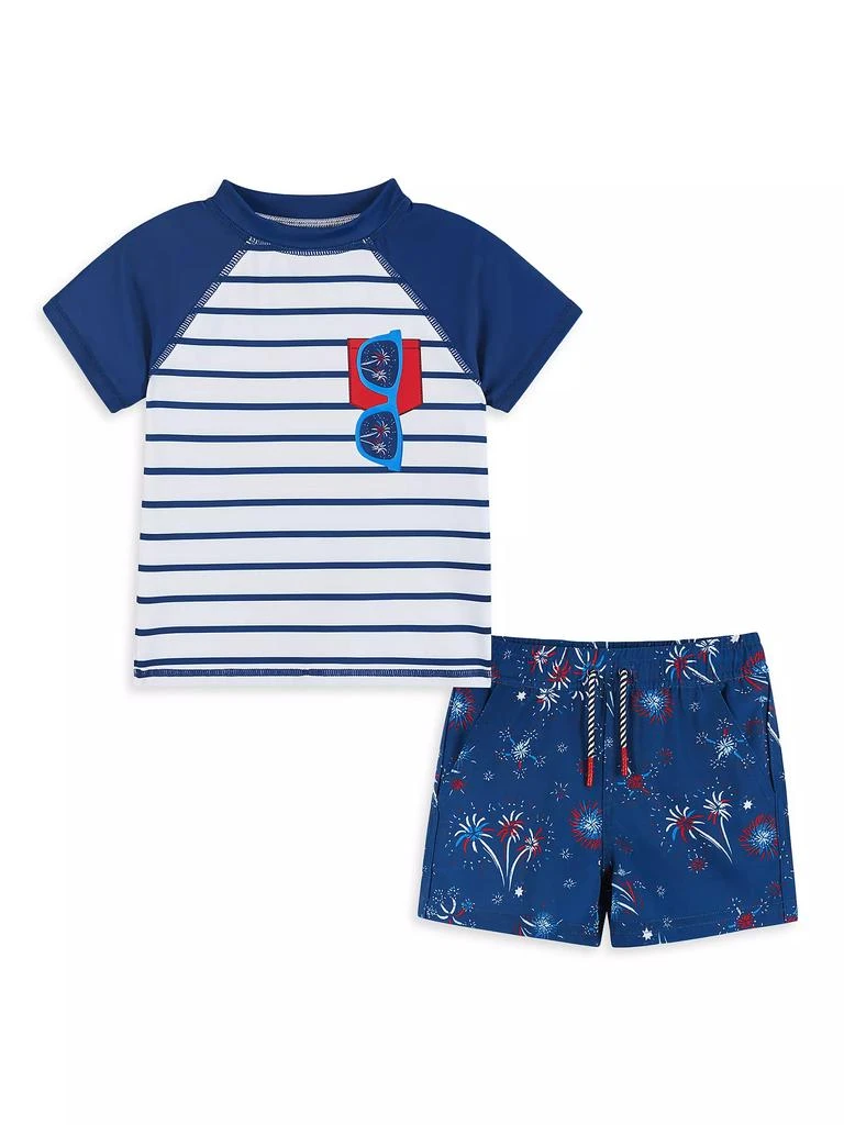 Andy & Evan Little Boy's & Boy's Striped & Fireworks T-Shirt & Shorts Rashguard Set 1