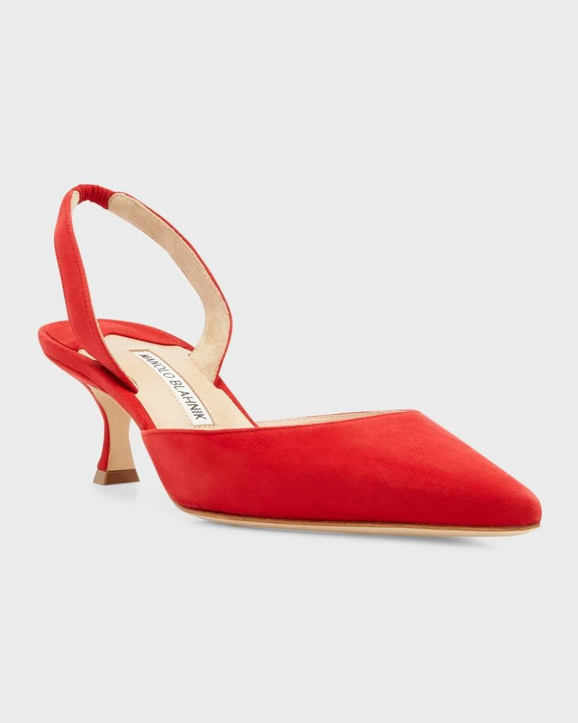 Manolo Blahnik Carolyne Kitten-Heel Halter Pumps 4