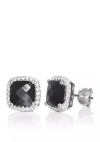 Belk 
Co. Onyx and White Sapphire Earrings in Sterling Silver