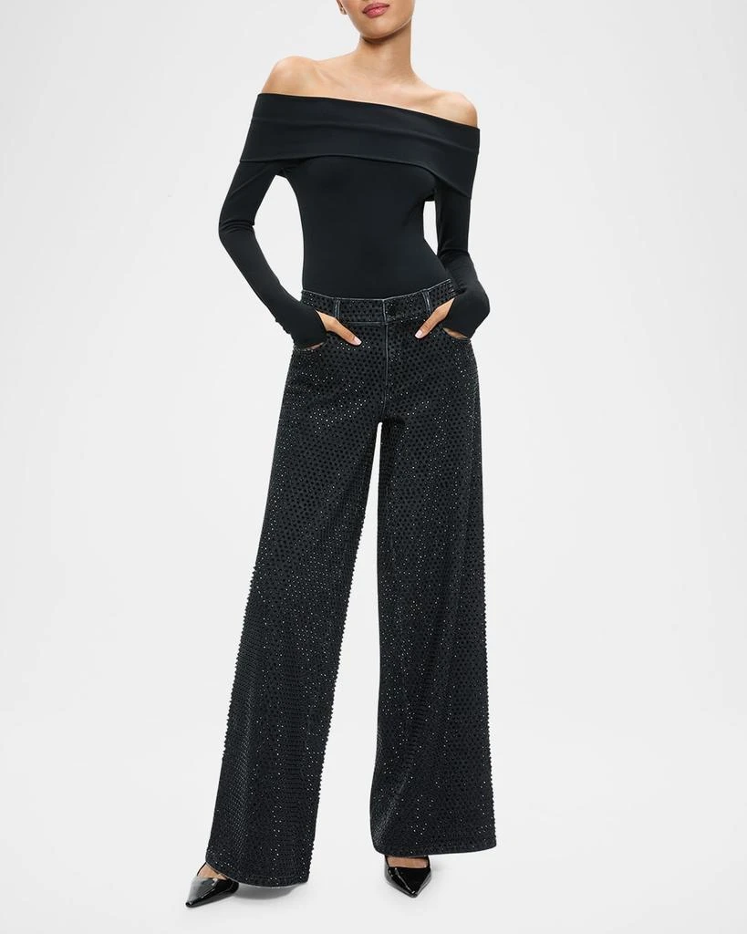 Alice + Olivia Trish Low-Rise Embellished Baggy Jeans 6