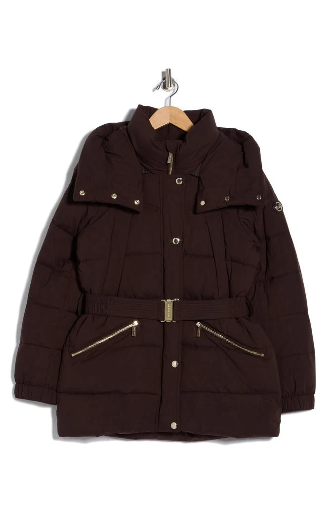Michael Kors Belted Channel Quilted Hooded Puffer Coat 4