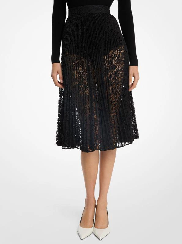 Michael Kors Floral Lace Pleated Skirt 1