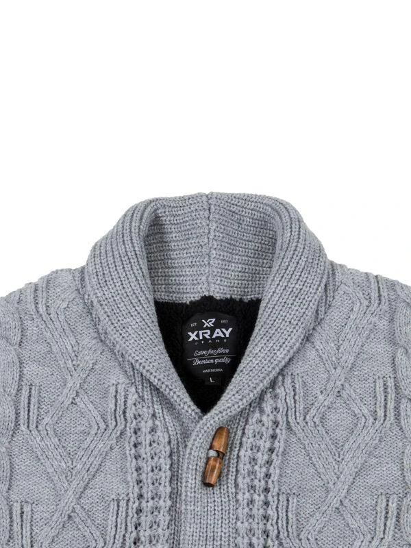 X Ray Cable Knit Shawl Collar Cardigan 3