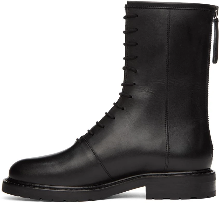 LEGRES Black Leather Combat Boots 3