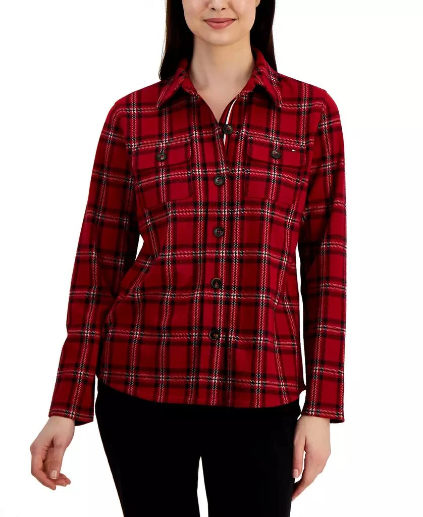 Tommy Hilfiger Women's Collared Plaid Shirt Jacket 1