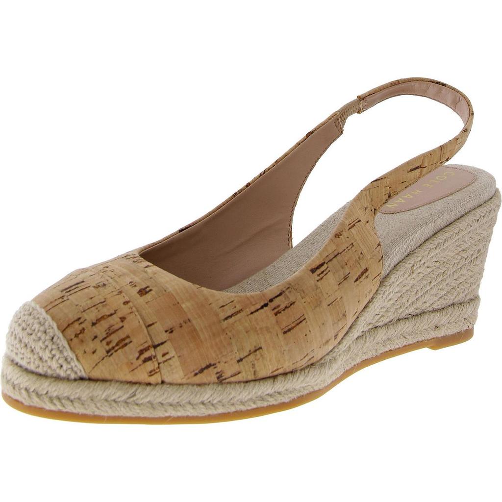 Cole Haan Cloudfeel Womens Cork Woven Slingback Heels