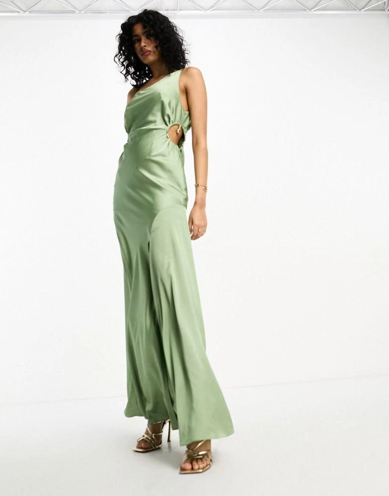 Mini One Shoulder Satin Maxi Asos Green Long Dress Shop ASOS DESIGN Satin  One Shoulder Maxi