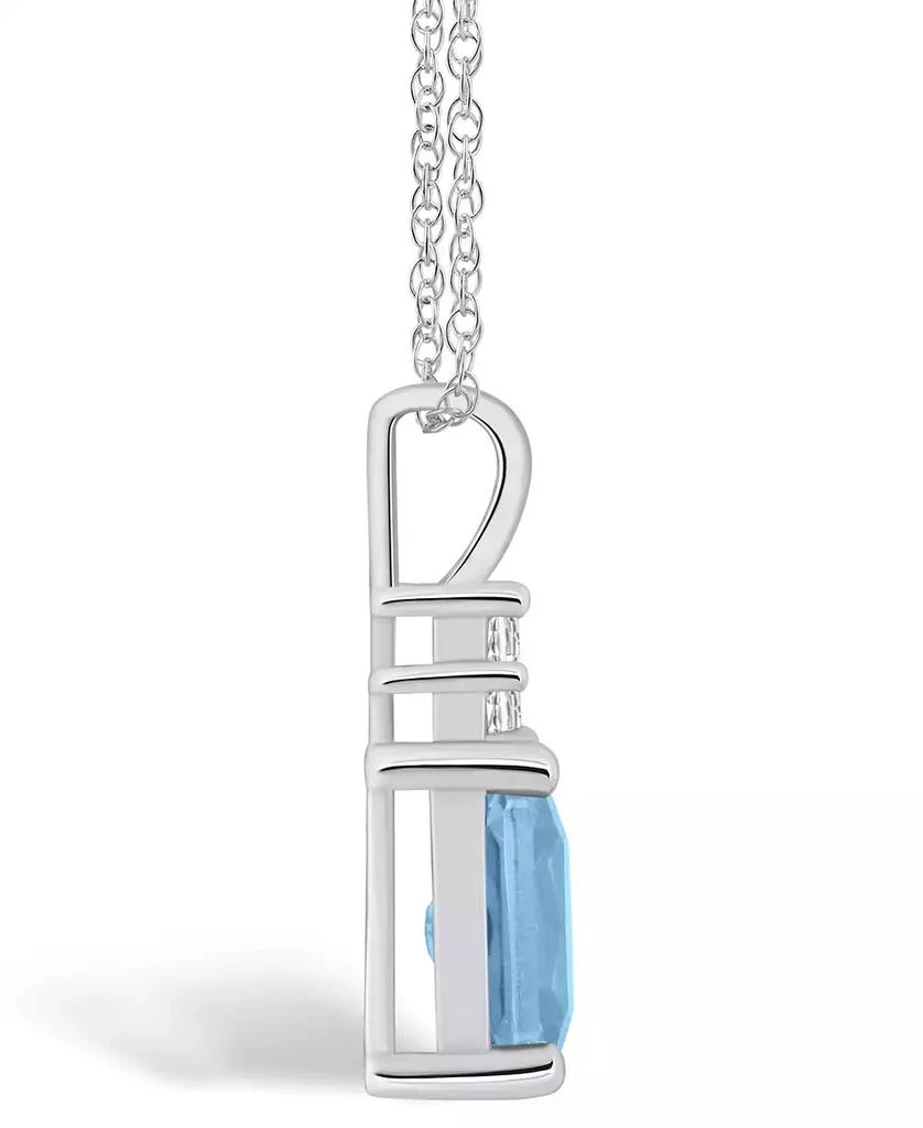 Macy's Aquamarine (1-3/8 Ct. T.W.) and Diamond (1/10 Ct. T.W.) Pendant Necklace in 14K White Gold 3