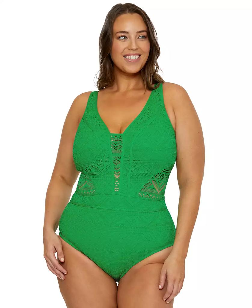 Becca Plus Size Color Play Tummy-Control One-Piece Swimsuit