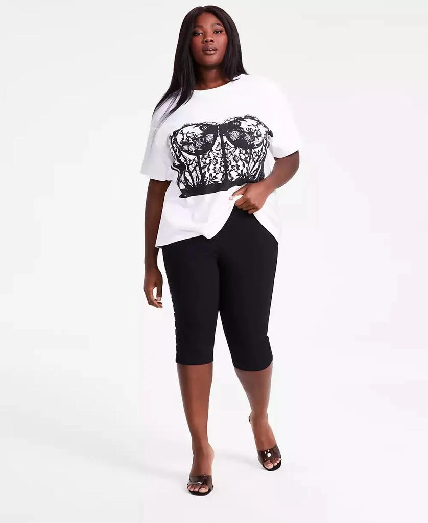 Bar III Trendy Plus Size Pull-On High-Rise Stud-Trim Capri Pants, Exclusively at Macy's 1