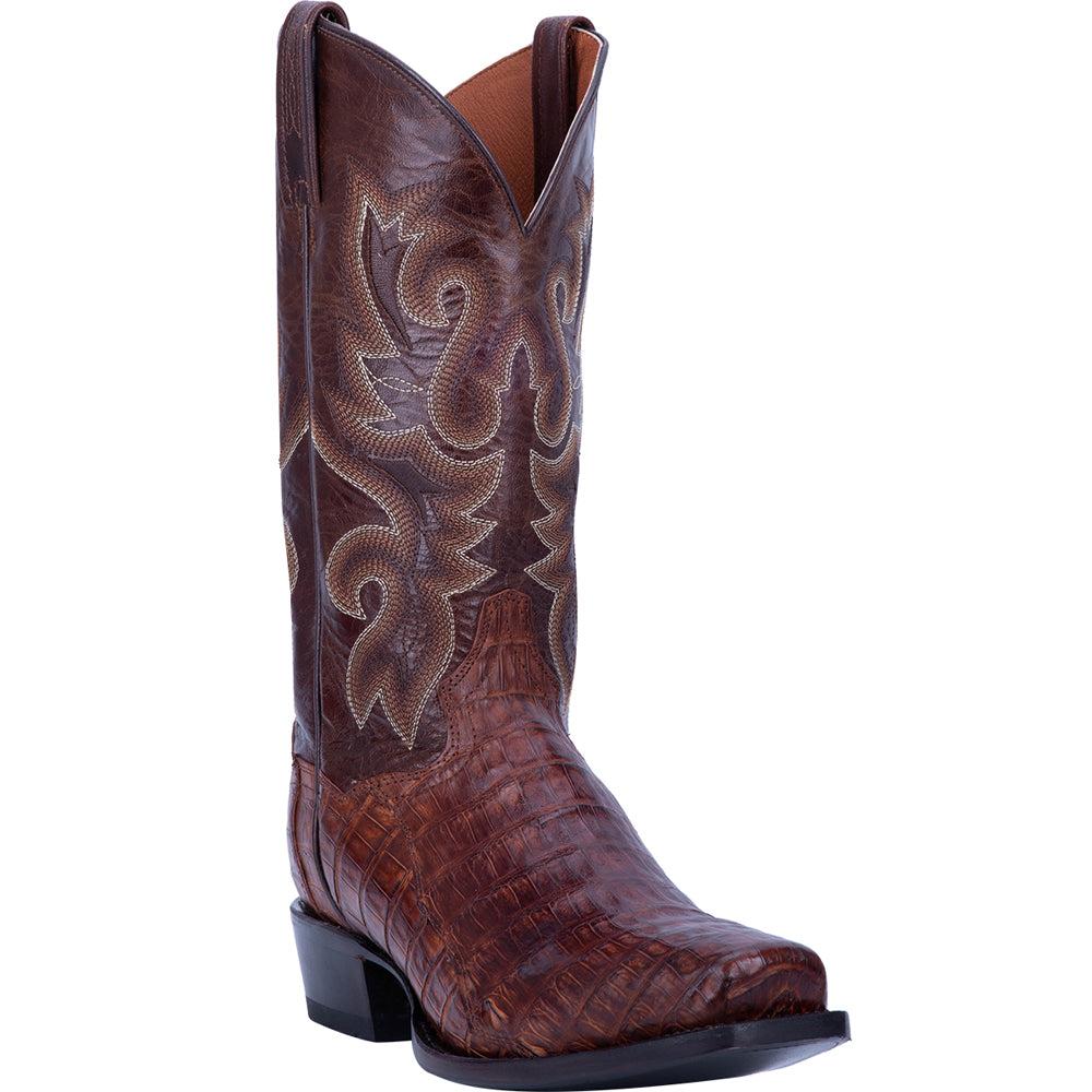 Dan Post Boots Bayou Embroidered Caiman Square Toe Pull On Cowboy Boots