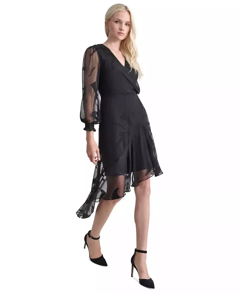 DKNY Women's Surplice-Neck Asymmetric Midi Dress 3