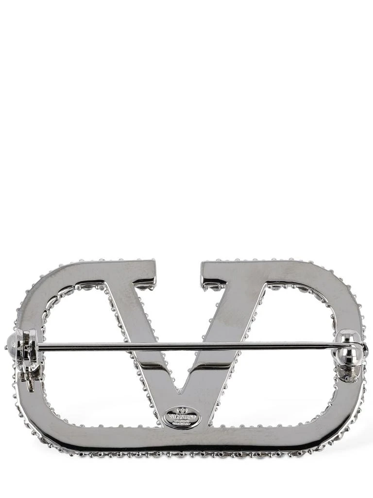 Valentino V Logo Signature Strass Brooch 2