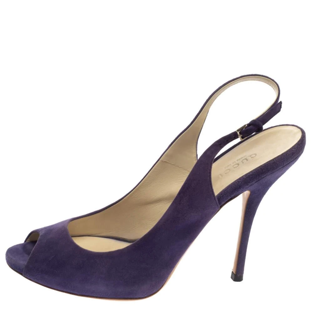 Gucci Gucci Purple Suede Peep Toe Slingback Sandals Size 38 2