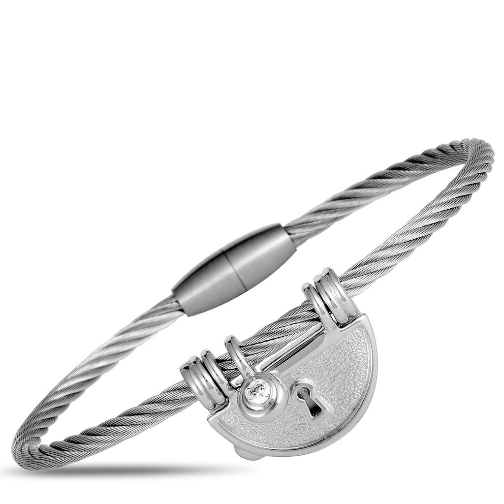 Charriol My Heart Sterling Silver and Cubic Zirconia Bangle Bracelet