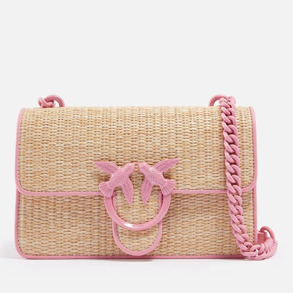 PINKO Pinko Love One Raffia and Faux Leather Bag 1