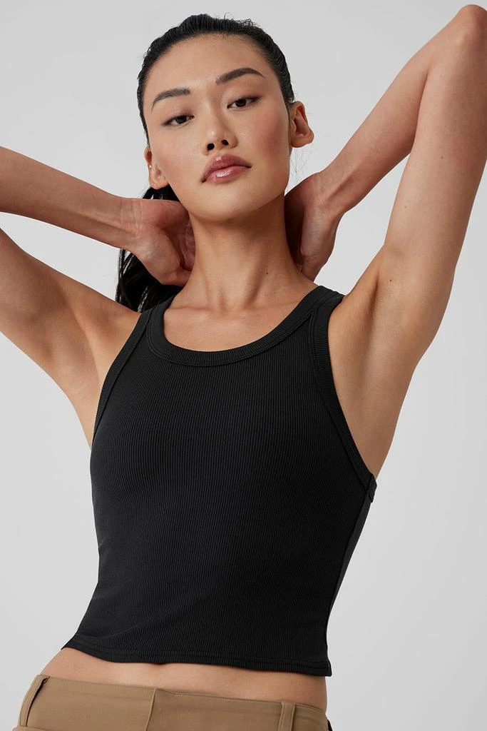 Alo Goddess Ribbed Go-To Tank - Black 4