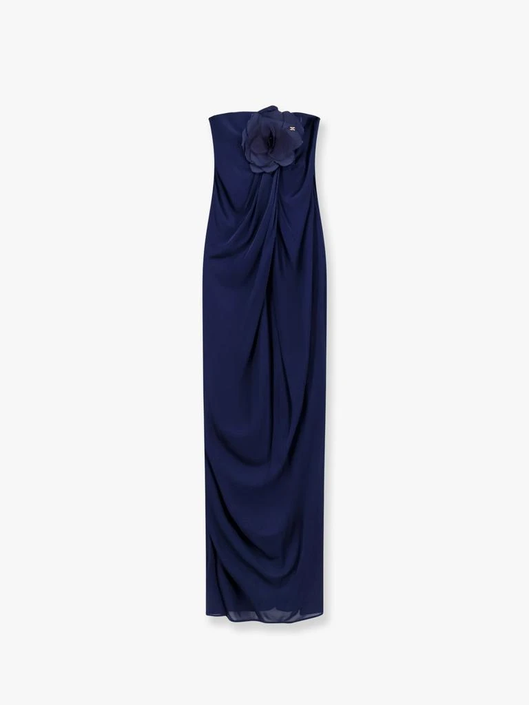 ELISABETTA FRANCHI Red Carpet glossy jersey fabric dress with flower 1