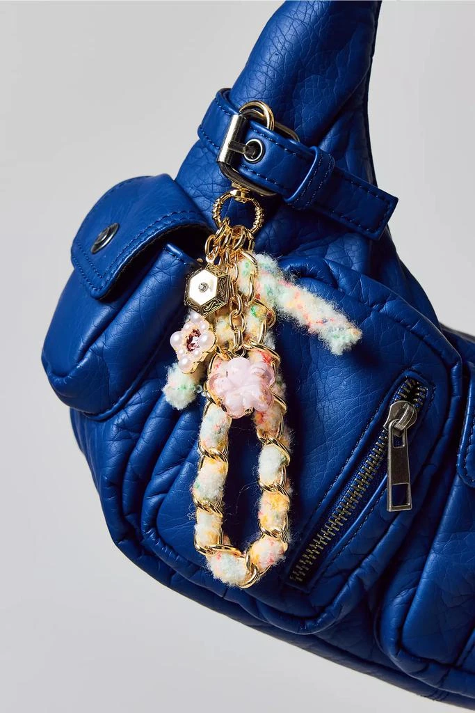 Urban Outfitters Fuzzy Floral Charm Keychain