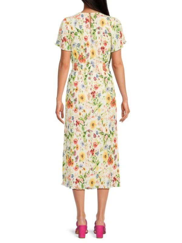 Tahari Floral Accordion Pleated Maxi Dress 2