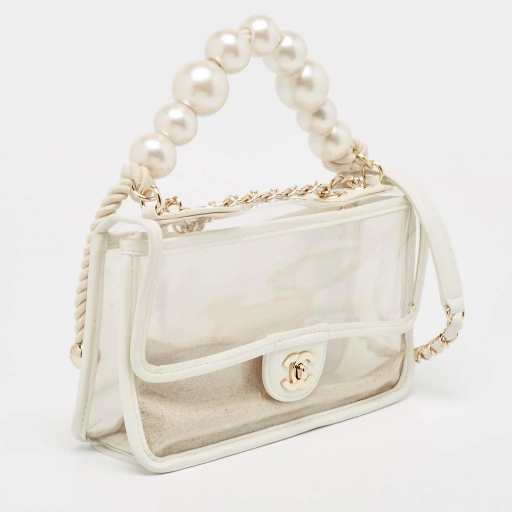 Chanel Chanel White PVC and Leather Sand By The Sea Flap With Pearl Strap Bag  3