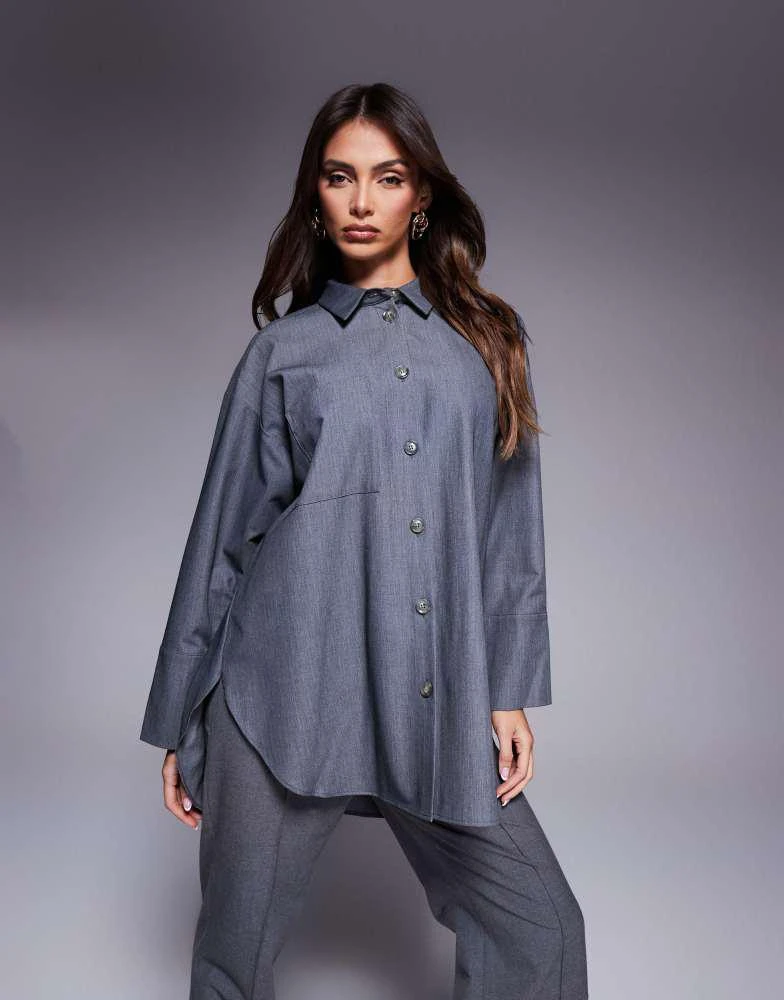 River Island River Island oversized shirt co-ord in grey 2