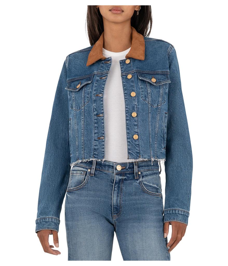 (取寄) カット フロム ザ クロス レディース ケリー クロップド ヘム KUT from the Kloth women Kerry Cropped Jacket-raw Hem Contrastcollar Affined Shop Kerry Cropped Jacket-raw Hem Contrastcollar on Sale at