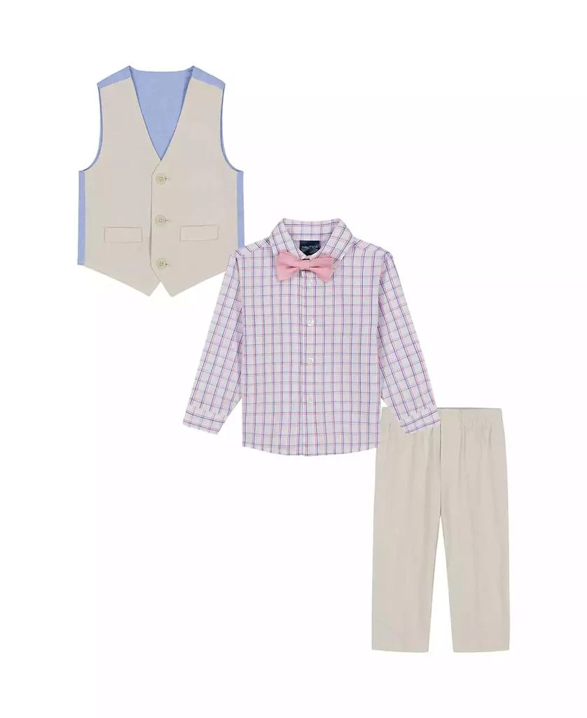 Nautica Baby Boys 4-Piece Linen Look Vest with Bow Tie Set 2