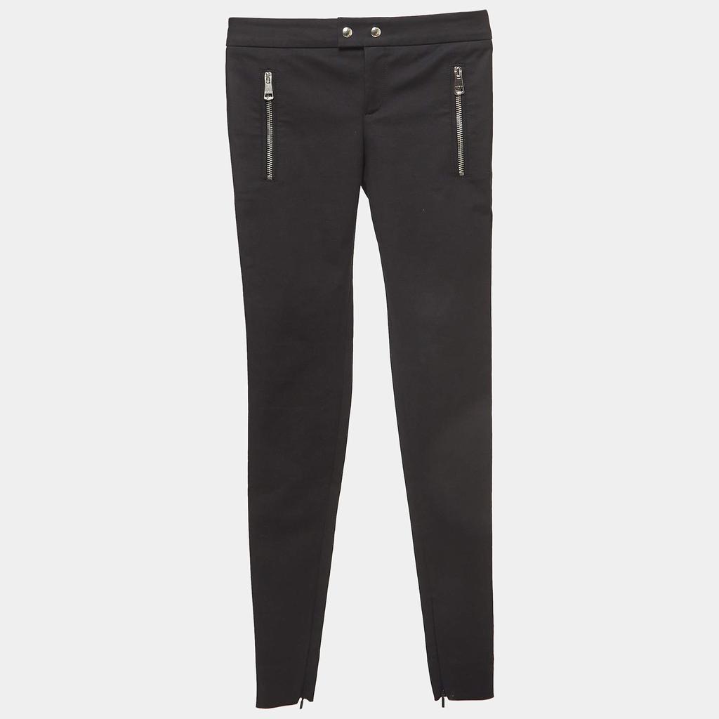 Gucci Gucci Black Cotton Zipper Detail Skinny Pants XS