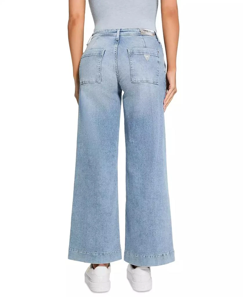 GUESS Women's Zoya Faded Mid-Rise Wide-Leg Jeans 4