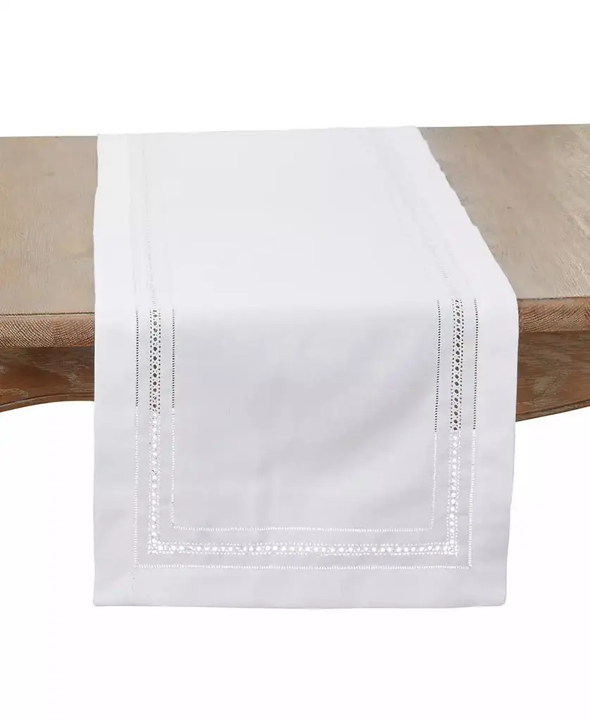 Saro Lifestyle Traditional Hemstitch Table Runner, 16"x120"