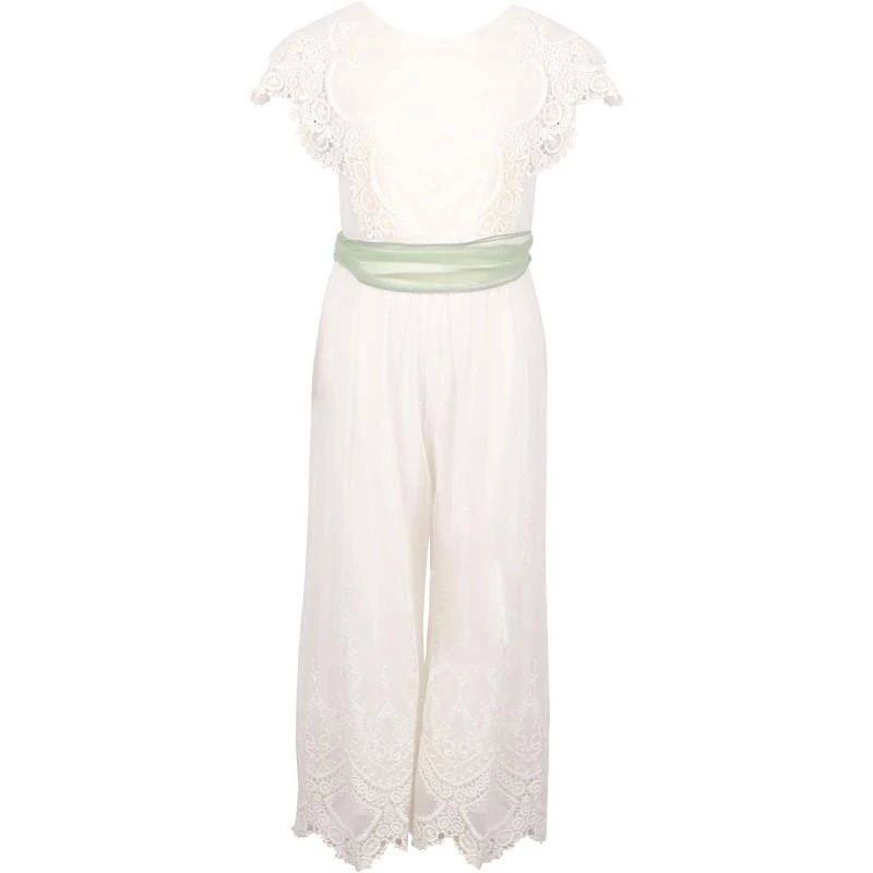 Abel & Lula Rich lace embellishment long jumpsuit in off white 1