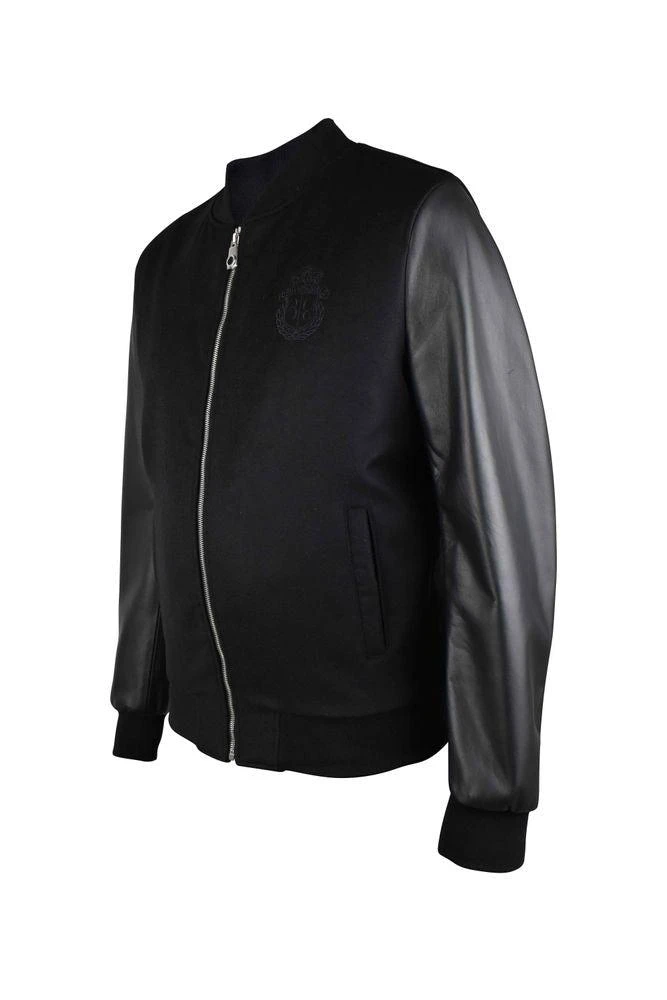 BILLIONAIRE Two-Material Bomber Jacket with Leather Sleeves 4