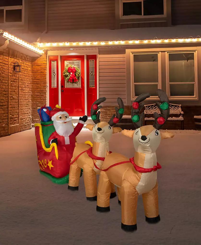 Northlight 8' Inflatable Santa's Sleigh and Reindeer Outdoor Christmas Decoration