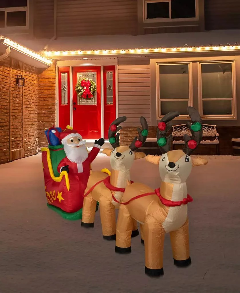 Northlight 8' Inflatable Santa's Sleigh and Reindeer Outdoor Christmas Decoration 2
