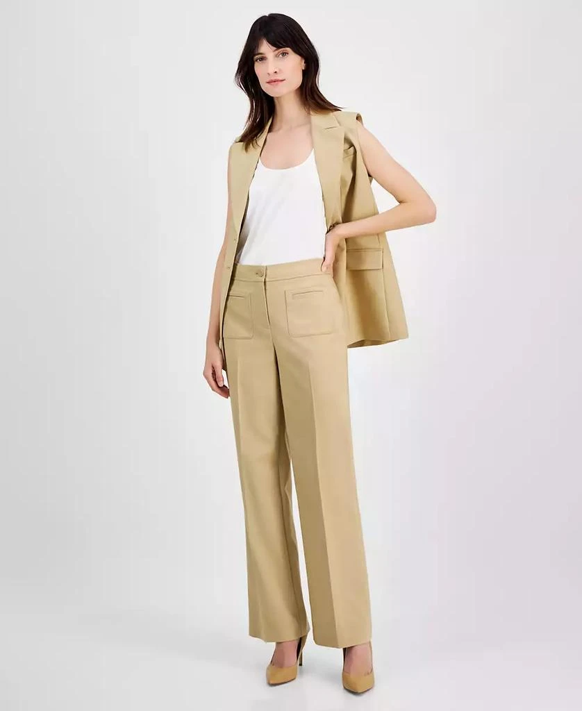 Anne Klein Petite High-Rise Patch-Pocket Flare-Leg Pants 1