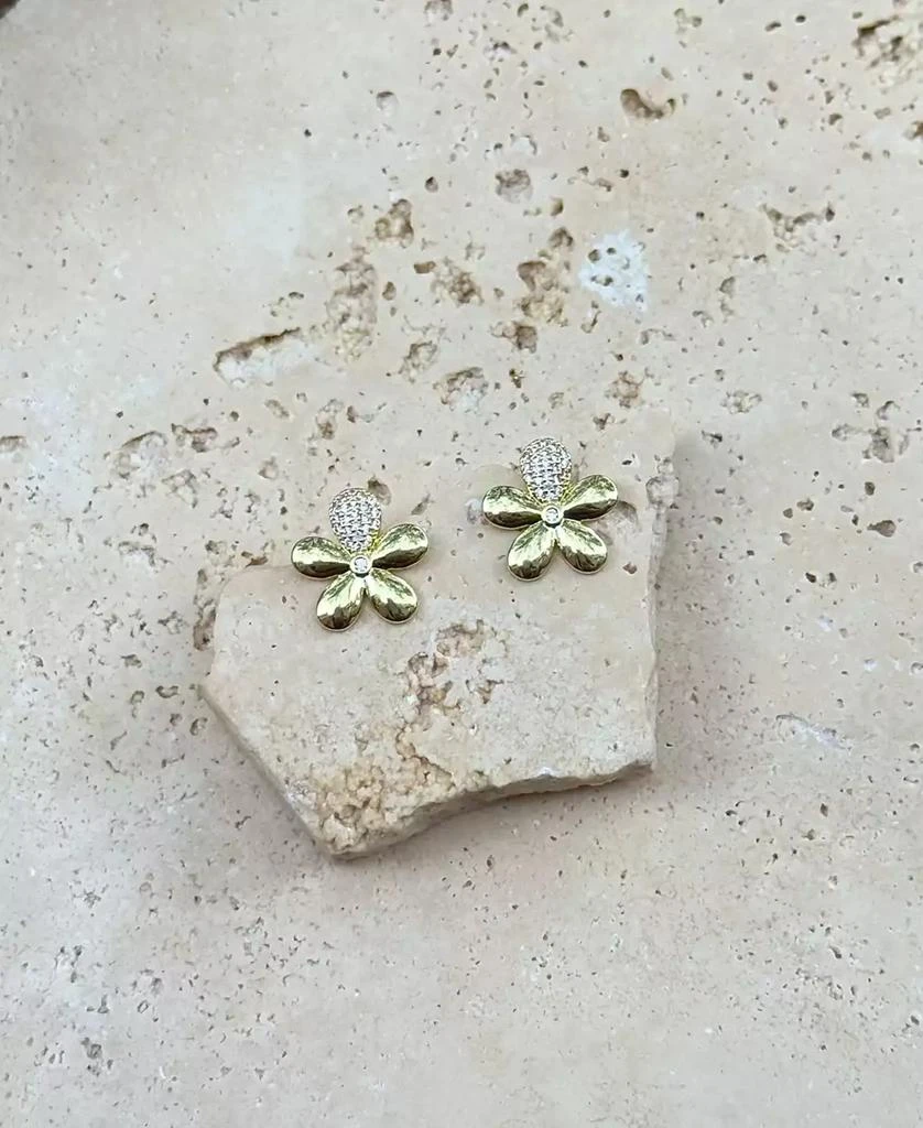 ADORNIA Gold CZ Flower Petal Stud Earrings 4