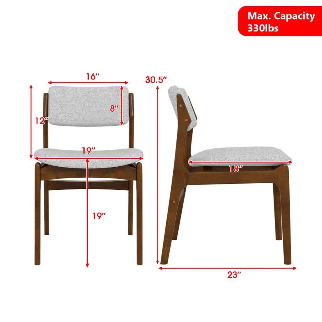Hivvago Set of 2 Stylish Padded Chairs with Strong Rubberwood Leg Construction 3