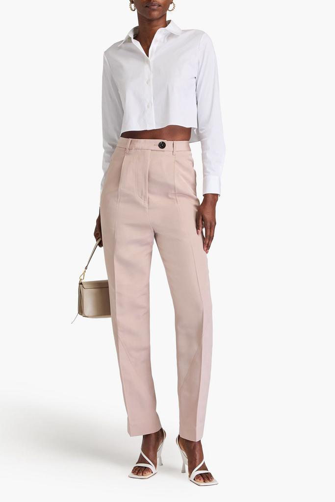 Peter Do Paneled pleated faille straight-leg pants