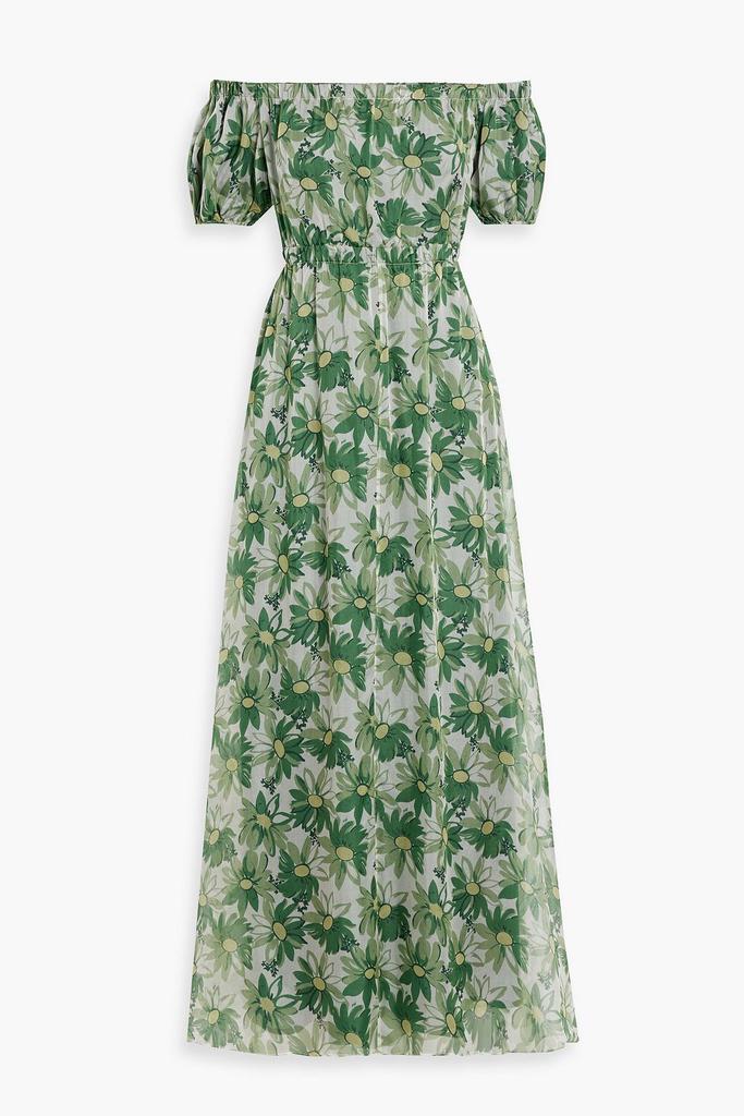 HVN Nancy off-the-shoulder floral-print silk-chiffon maxi dress