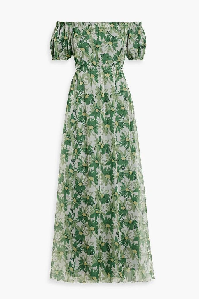 HVN Nancy off-the-shoulder floral-print silk-chiffon maxi dress 1