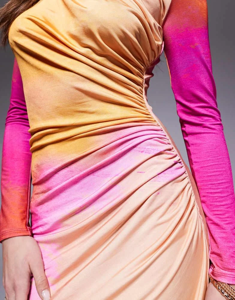 daska pink dress Daska Chiffon Ruffle Maxi Dress in Bubblegum Pink