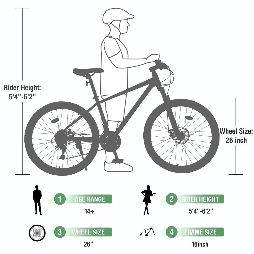 Streamdale Furniture Streamdale Mountain Bike for Men and Women 26 inch 24 Speed Suspension Fork KENDA Tires 5