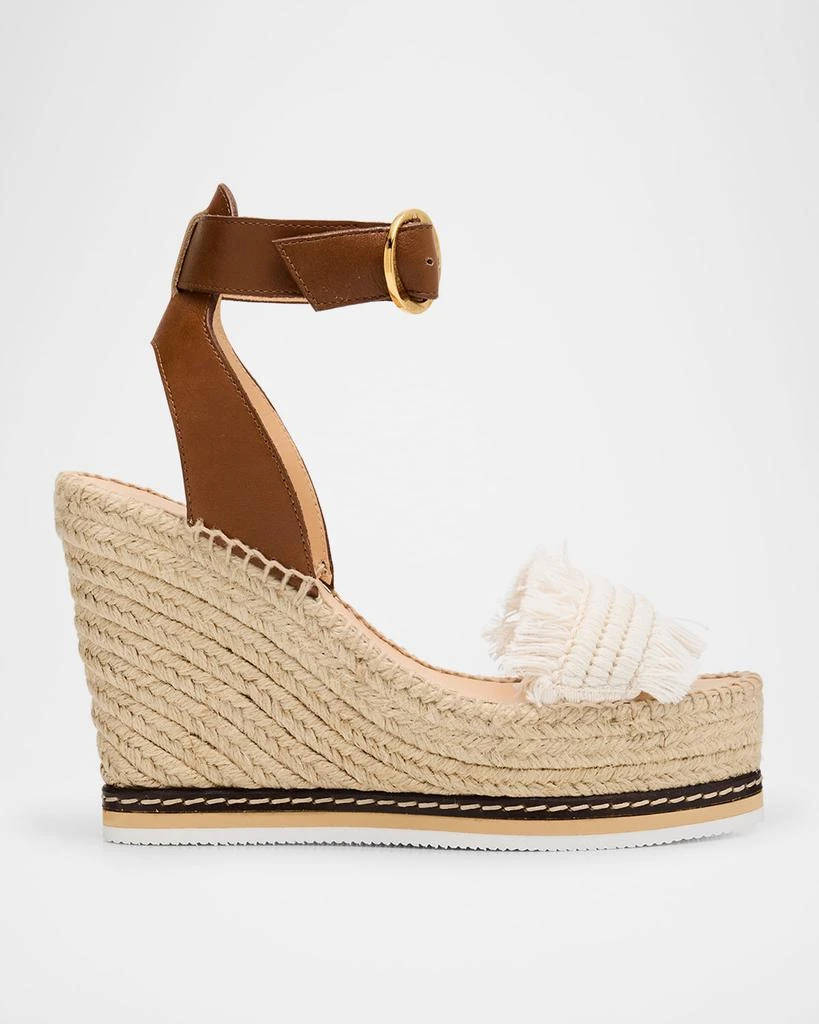 Odissi Lily Fringe Leather Wedge Espadrilles 1