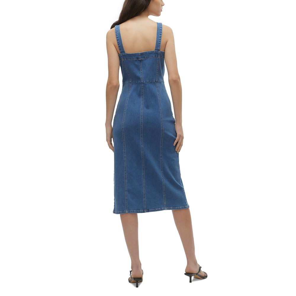 Vero Moda Women's Saila Sleeveless Denim Slit-Front Midi Dress