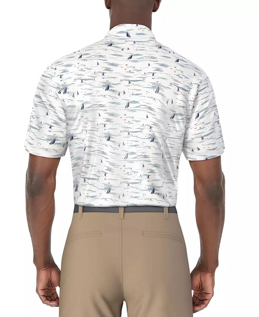 PGA TOUR Men's Short Sleeve Nautical Print Golf Polo Shirt