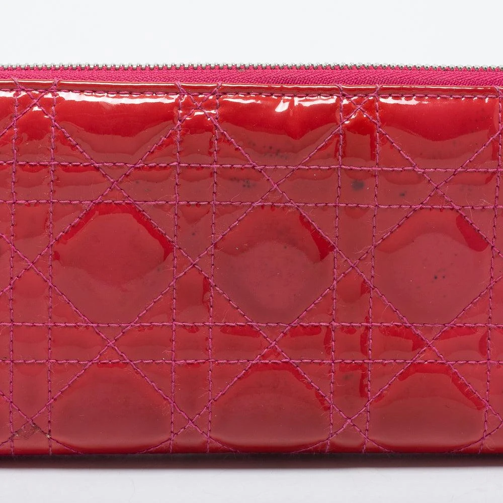 Dior Pink Patent Leather Lady  Zip Around Wallet 5
