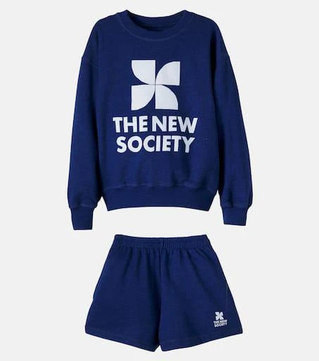 The New Society Logo cotton sweatshirt and shorts set 4