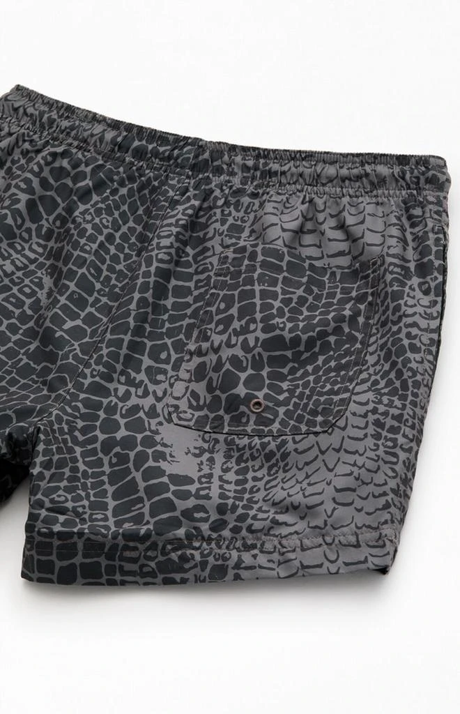 PacSun Black Crocodile 4.5" Swim Trunks 4